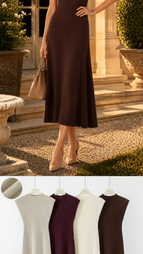 Vestido Midi de Punto Mangas Cortas