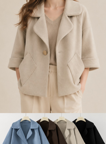 Chaqueta de Punto Corta con Mangas Amplias de 3/4