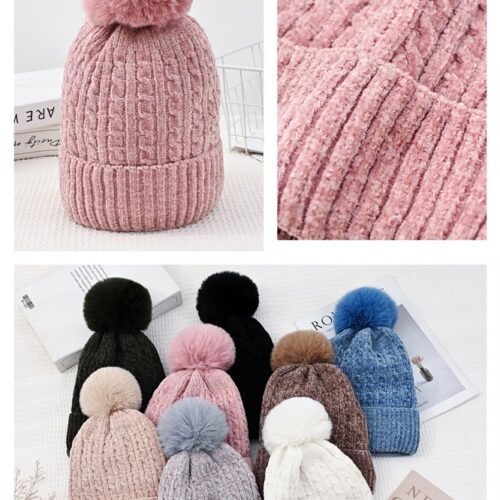 Gorro de Punto Ochos Pompón  Mujer