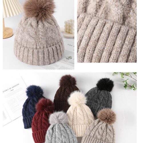 Gorro de Punto  Pompón Mujer