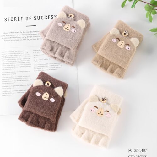 Guantes Sin Dedos  Peluche Oso Infantil