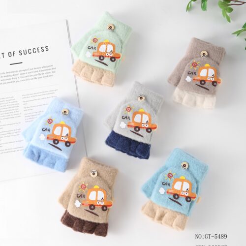 Guantes Sin Dedos  Peluche Coche Infantil