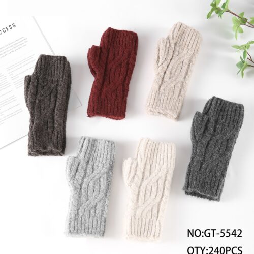 Guantes de Punto Sin Dedos Estilo Mitón  Mujer