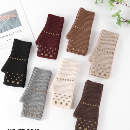 Guantes Sin Dedos Tachuelas Doradas  Mujer
