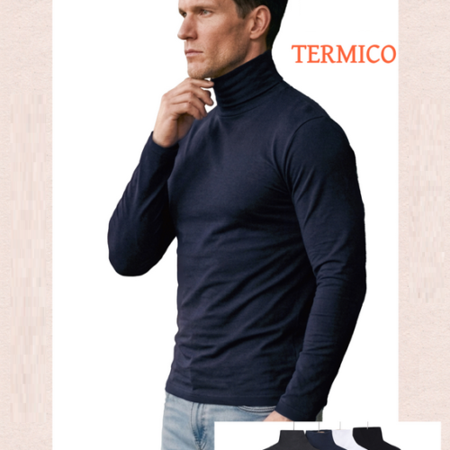 Camiseta Lisa Manga Larga de Cuello Alto  Hombre