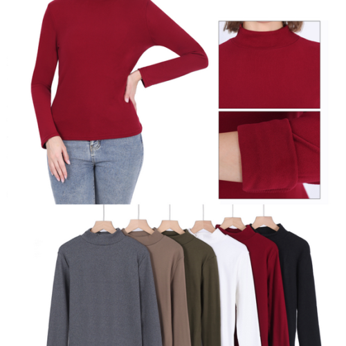 Camiseta Manga Larga Cuello Alto Lisa Mujer