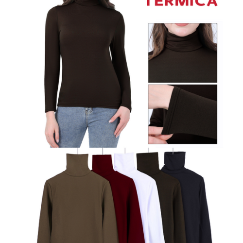 Camiseta Manga Larga Cuello Alto Lisa Mujer