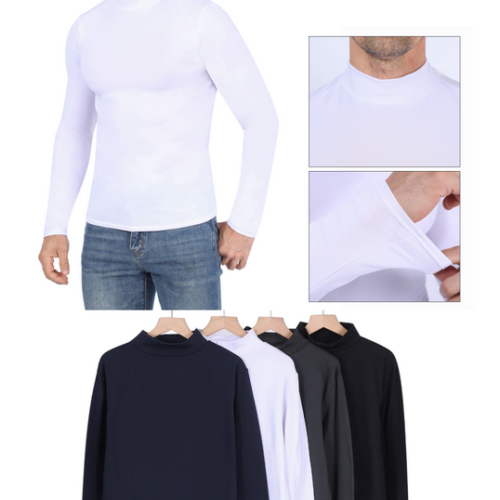 Camiseta Lisa Manga Larga de Cuello Redondo  Hombre