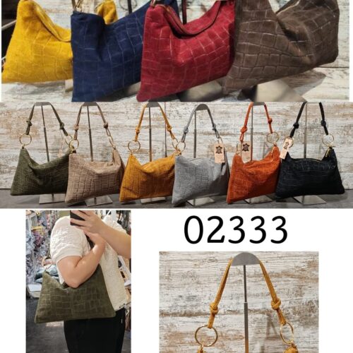 Bolso de Hombro Piel Ante  Efecto Cocodrilo
