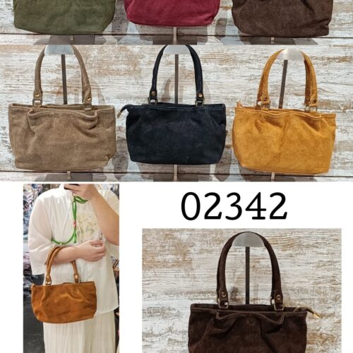 Bolso de Hombro Piel Serraje  Diseño Fruncido