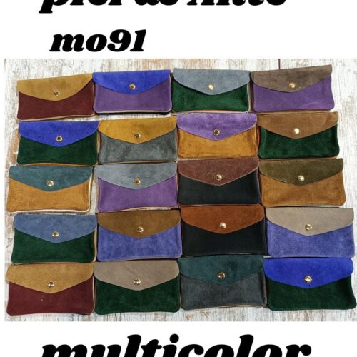 Monedero con Solapa Piel Ante Multicolor