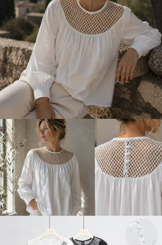 Blusa Cuello Encaje Mujer