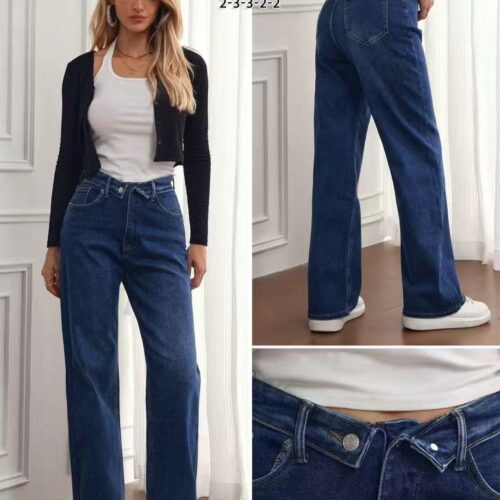 Pantalón Vaquero Azul con Cierre Cruzado