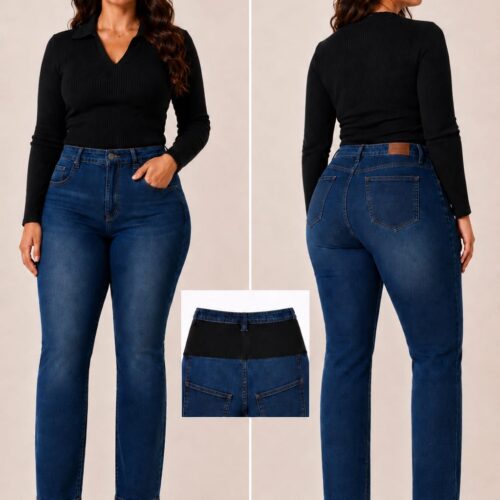 Pantalón Vaquero Azul con Faja Modeladora Talla Curvy