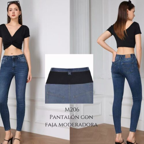 Pantalón  Vaquero Azul con Faja Moldeadora