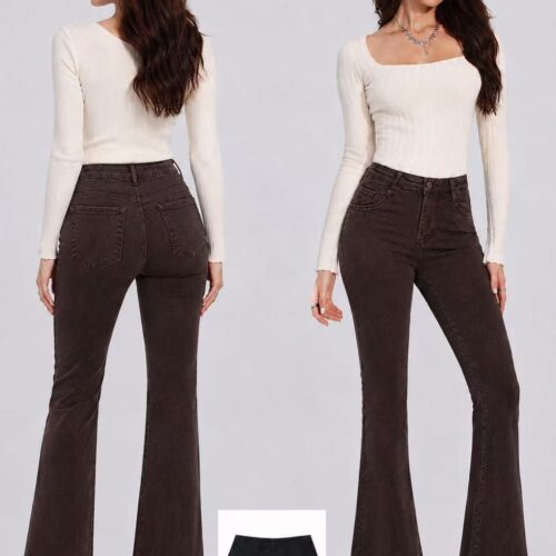 Pantalón  Vaquero Marrón con Faja Moldeadora