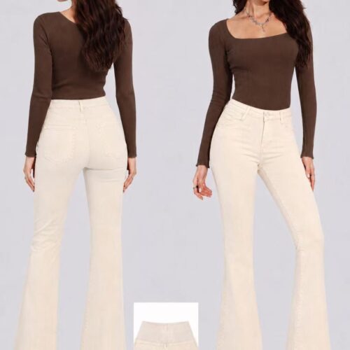 Pantalón Vaquero Beige con Faja Modeladora