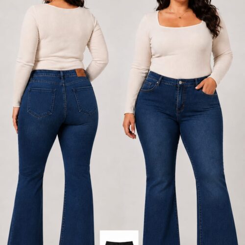 Pantalón Vaquero Azul con Faja Modeladora Talla Curvy