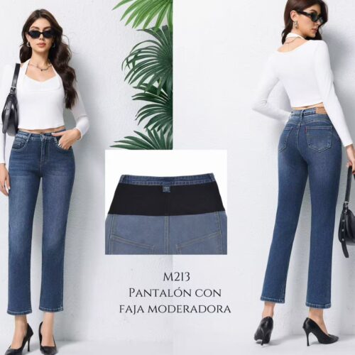 Pantalón  Vaquero Azul con Faja Moldeadora