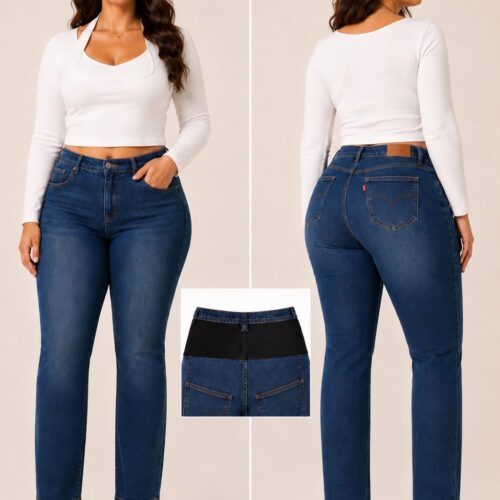 Pantalón Vaquero Azul con Faja Modeladora Talla Curvy
