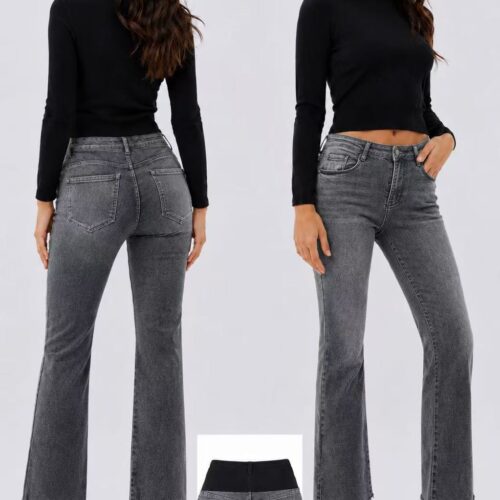 Pantalón Vaquero Gris con Faja Moldeadora