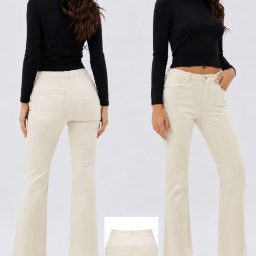 Pantalón  Vaquero Beige con Faja Moldeadora