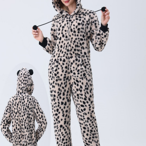 Pijama Invierno Mujer una Pieza Estampado Leopardo
