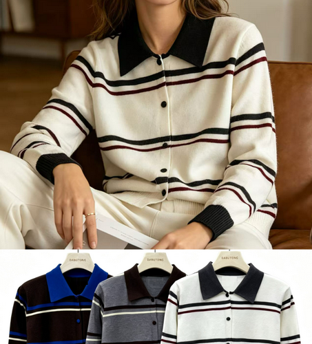 Chaqueta de Punto con Diseño de Rayas