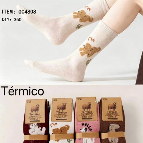 Calcetines Largos con Lana Térmicos Estampado Perro Mujer